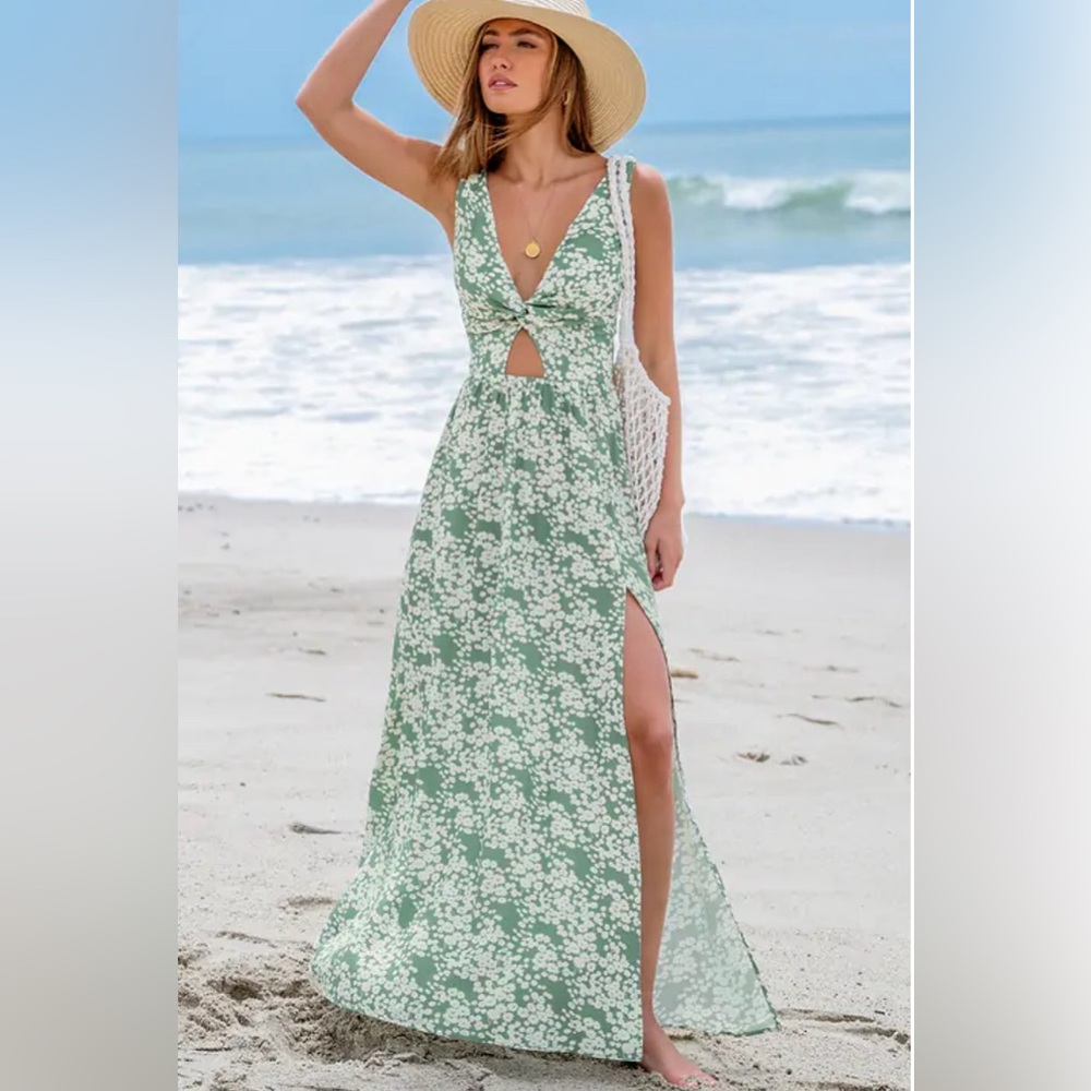Perout Women’s Ditsy floral Cutout Maxi Dress Size XL